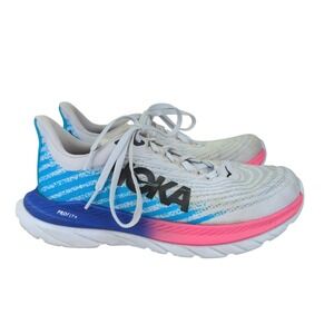 Hoka One One Mach 5 Womens Running Shoes‎ White Blue Pink Size 7.5B